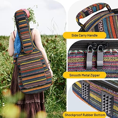 CAHAYA Acoustic Guitar Bag with Neck Cradle Bohemian Vintage Guitar Case 0.65in Thick Sponge Padded Guitar Case for 40 41 42 In Acoustic Classical