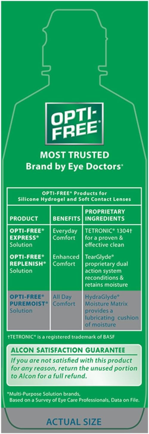 Opti-Free Puremoist Multi-Purpose Contact Lens Cleaning and Disinfecting Solution with Lens Case, 2 Fl Oz (Pack of 1)