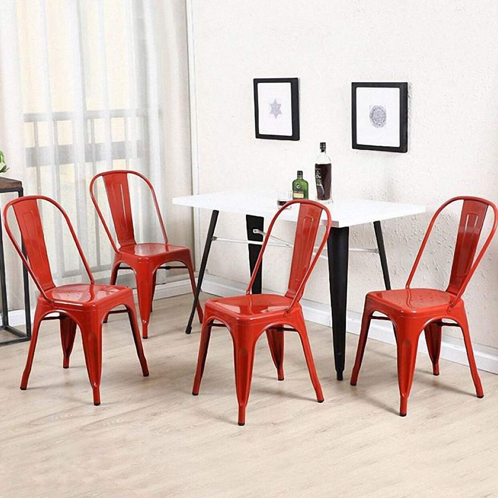 FDW | Metal Dining Chairs | Set of 4, Black | 330lbs Load | Stackable Tolix Side Chairs with Backrest | Non-Slip Feet | Indoor/Outdoor Use | Ideal for Kitchen & Restaurants