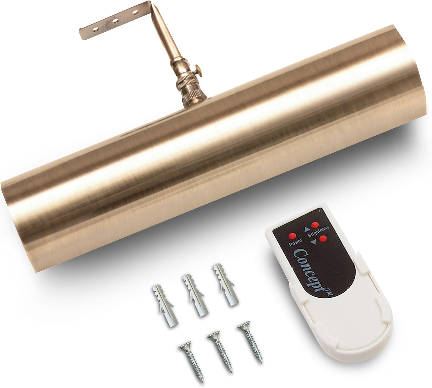 Concept Lighting 102L Cordless Remote Control LED Picture Light- 11 1/2 inch Antique Brass With Silver Undertones
