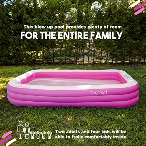 Toysical Inflatable Pool for Kids and Adults with Pump - 118 x 72 x 22 - More Durable Than Other Blow up Pools for Adults - Includes Patches