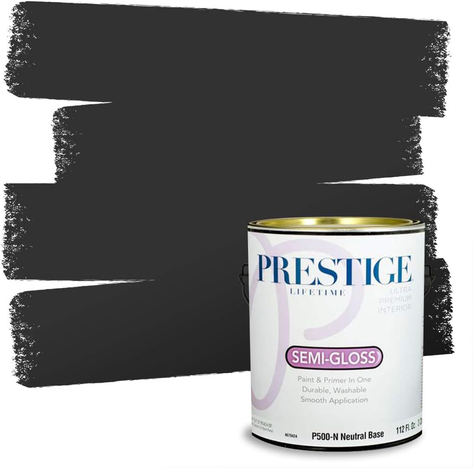 PRESTIGE Paints Exterior Paint and Primer In One, 1-Gallon, Satin, Comparable Match of Sherwin Williams* Black Magic*