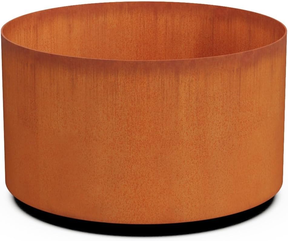 Plantercraft Large Round Planters for Outdoor Plants - 24 Inch Corten Steel Planter for Patio