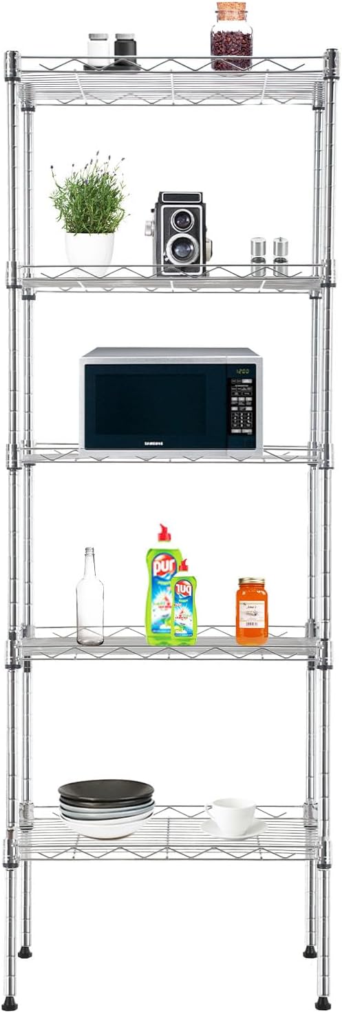 PayLessHere | 6-Tier Wire Shelf with Wheels | 45"x18"x82" | Black
