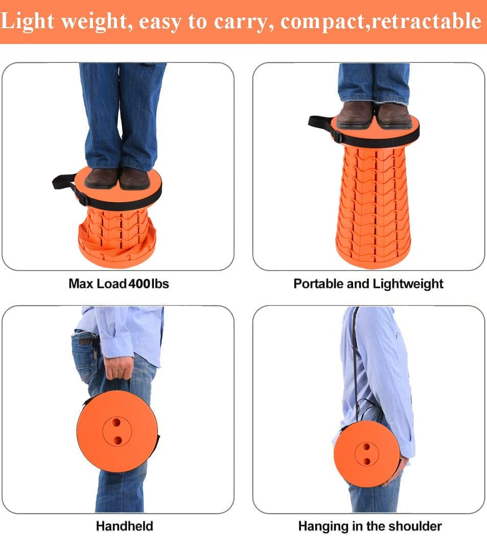 Fishboy Collapsible Stool for Adults, Portable Folding Camping Seat, 400lbs
