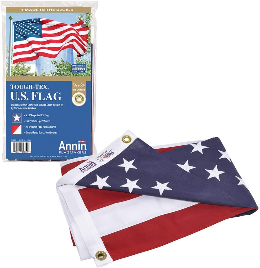 Annin Flagmakers (2730) Tough-Tex American Flag, Made in USA - 5 x 8 Feet | Polyester