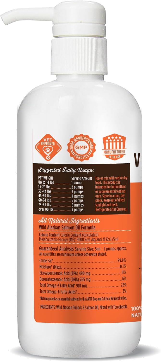 Dr. Joseph's VetPro Complete Wild Alaskan Salmon Oil Supplement for Dogs & Cats, 16 Ounces, Omega 3 & 6 Liquid Fish Oil, EPA + DHA Fatty Acids