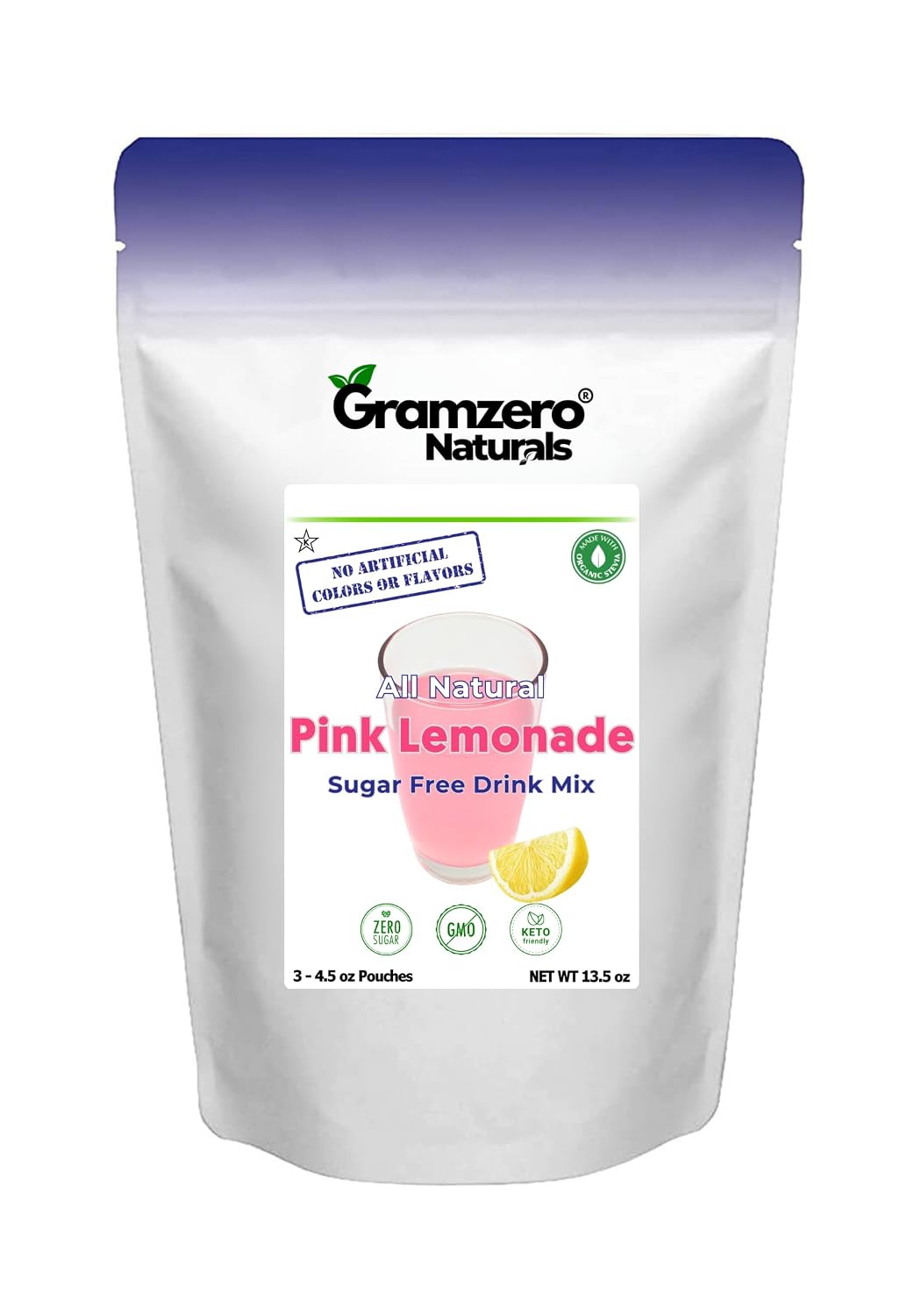 GramZero Raspberry Blush, Sugar Free Drink Mix, Pitcher Pack, Great For Nutrition Club Loaded Tea, Zero Calorie, Stevia Sweetened