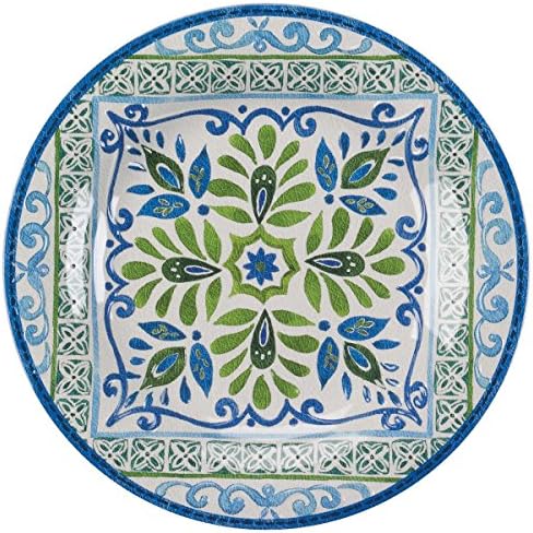 Melamine 12 Piece Dinnerware Set (Blue & Green) - Suitable Indoors and Outdoors