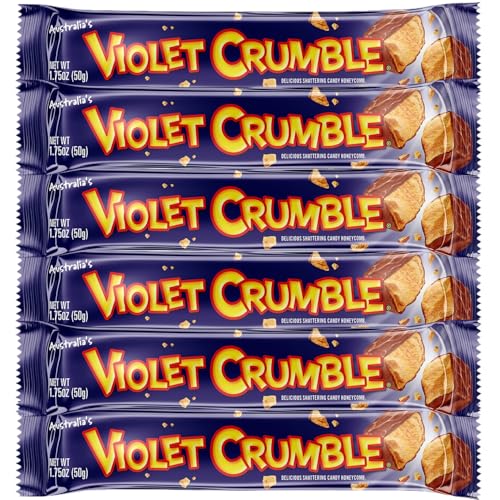 Violet Crumble Milk Chocolate Honeycomb Bars – 6-Pack – 1.76 oz Each – Made in Australia