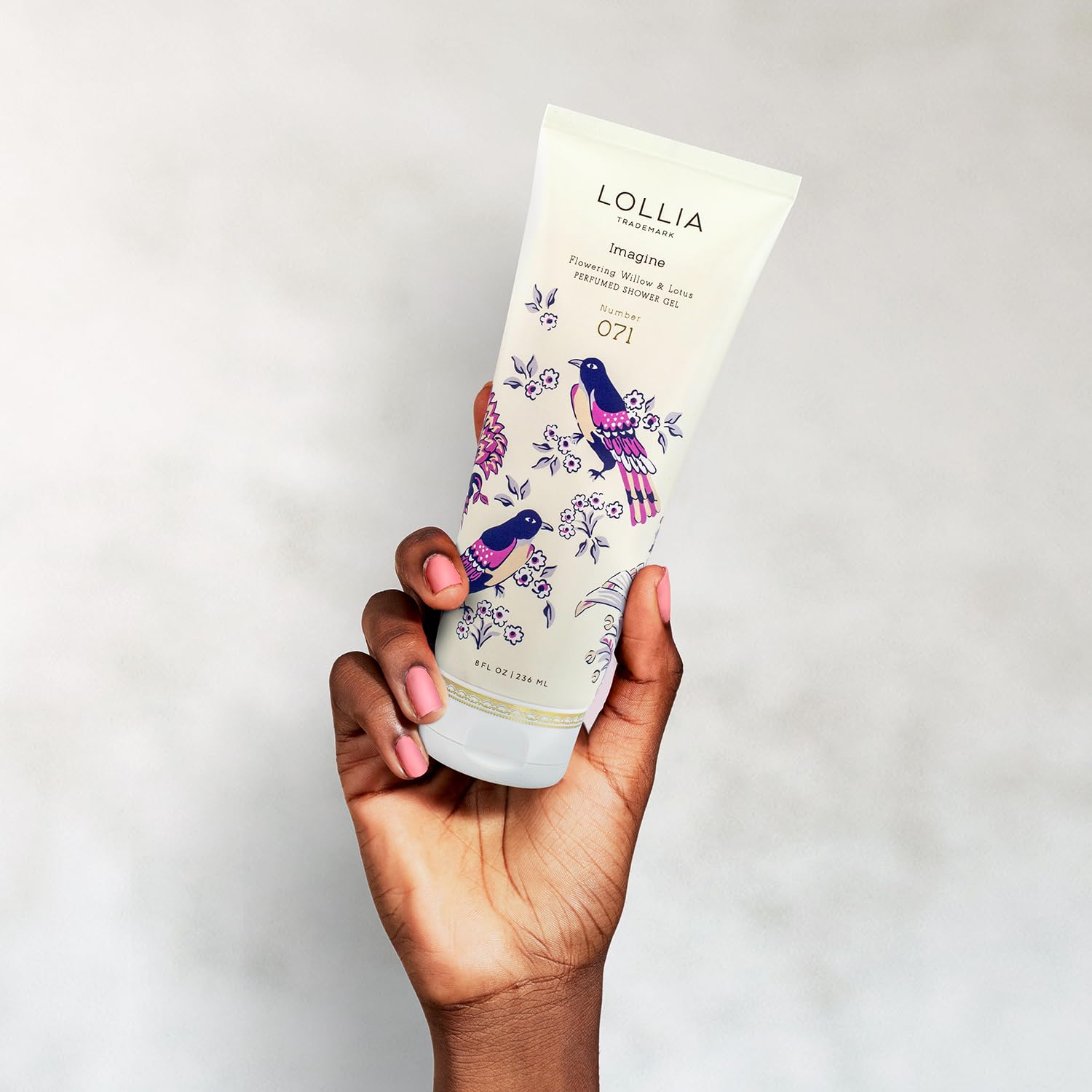 LOLLIA Wish Shower Gel, 8 fl oz, Vanilla Bean, Rice Flower, Jasmine Leaves, & Sugar Cane, Luxury Shea Moisture Hydrating Women's Body Wash, Delicate & Relaxing Scented Bath Soap for Self Care