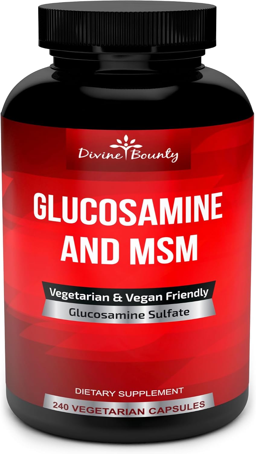 Divine Bounty Glucosamine Sulfate 2000mg with MSM, 240 Small Capsules | Joint Support Supplement with No Shellfish or Harmful Additives