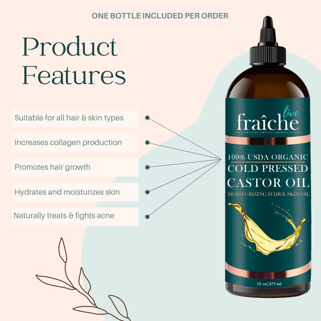 Organic Castor Oil Eyelash Growth Serum, Eyebrow Lash Serum for Hair Growth