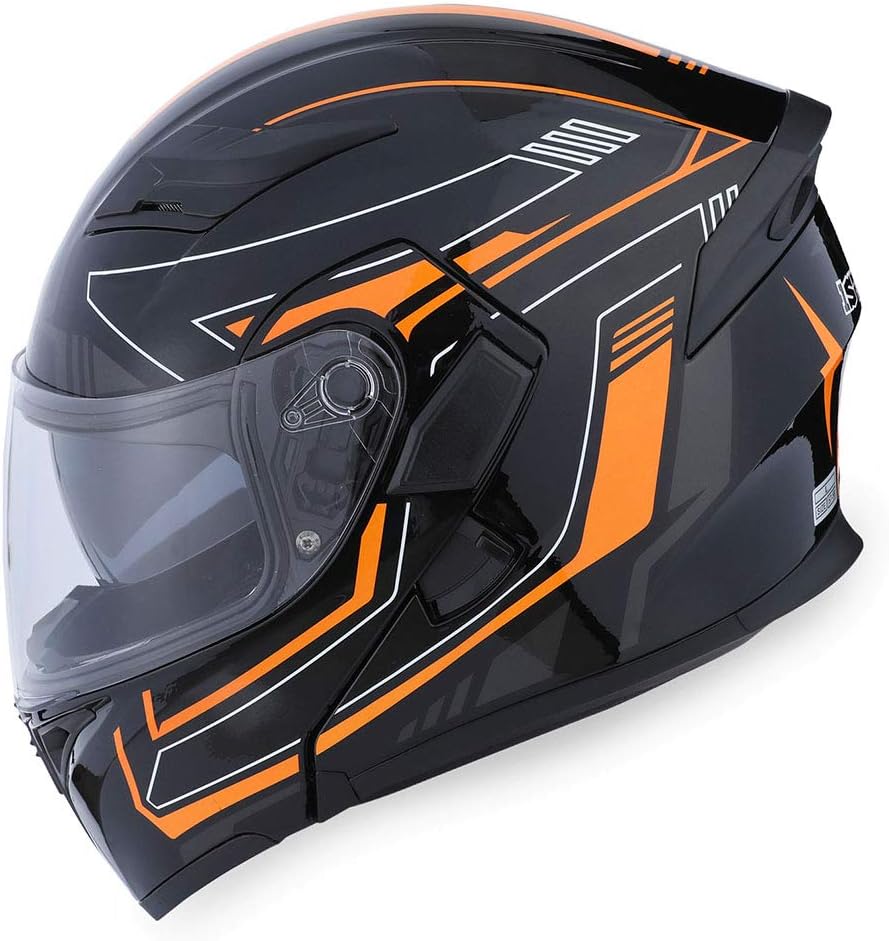 1Storm Motorcycle Modular Full Face Helmet Flip up Dual Visor Sun Shield: HB89