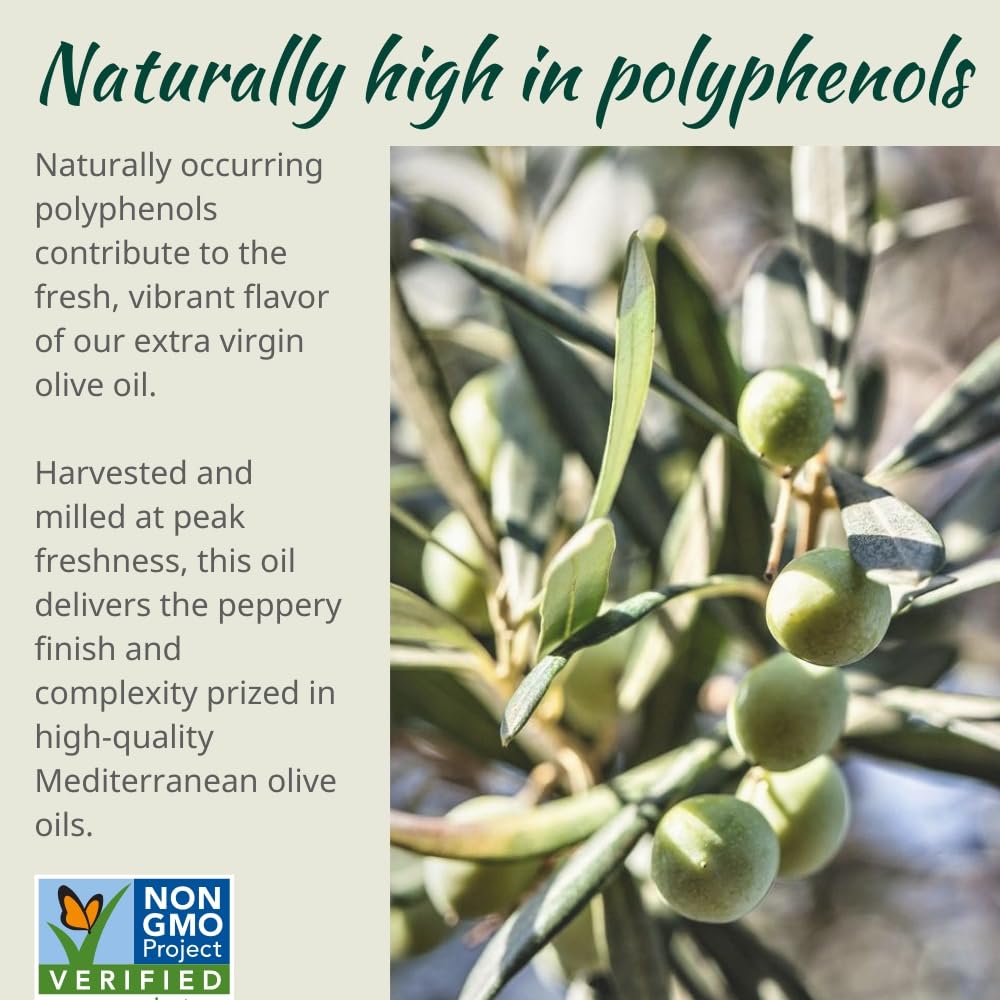 Polyphenol Rich Extra Virgin Olive Oil by San Giuliano, Pure 100% Italian EVOO from Italy, Cold Pressed for Everyday Cooking, Non-GMO Certified, Sustainably Farmed, 750 ML Bottle