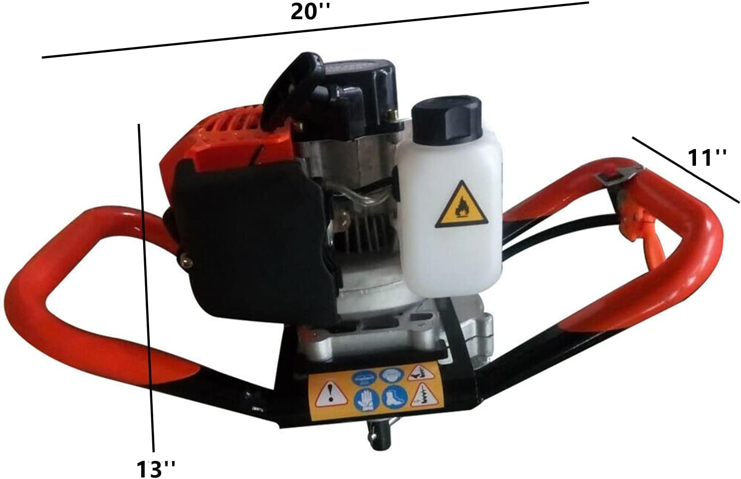 52CC Auger Post Hole Digger 2-Stroke Gas Powered Earth Auger Digger 1700W Gasoline Garden Fence Plant Soil Digging Tool with 3pcs Drill Bit Set and