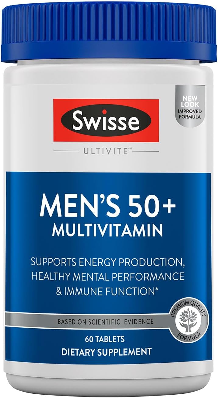 Swisse Ultivite Mens Daily Multivitamins | 50 Vitamins, Antioxidants and Minerals + Adaptogens | Energy, Stress & Immune Support | Mens Vitamins | 120 Tablets