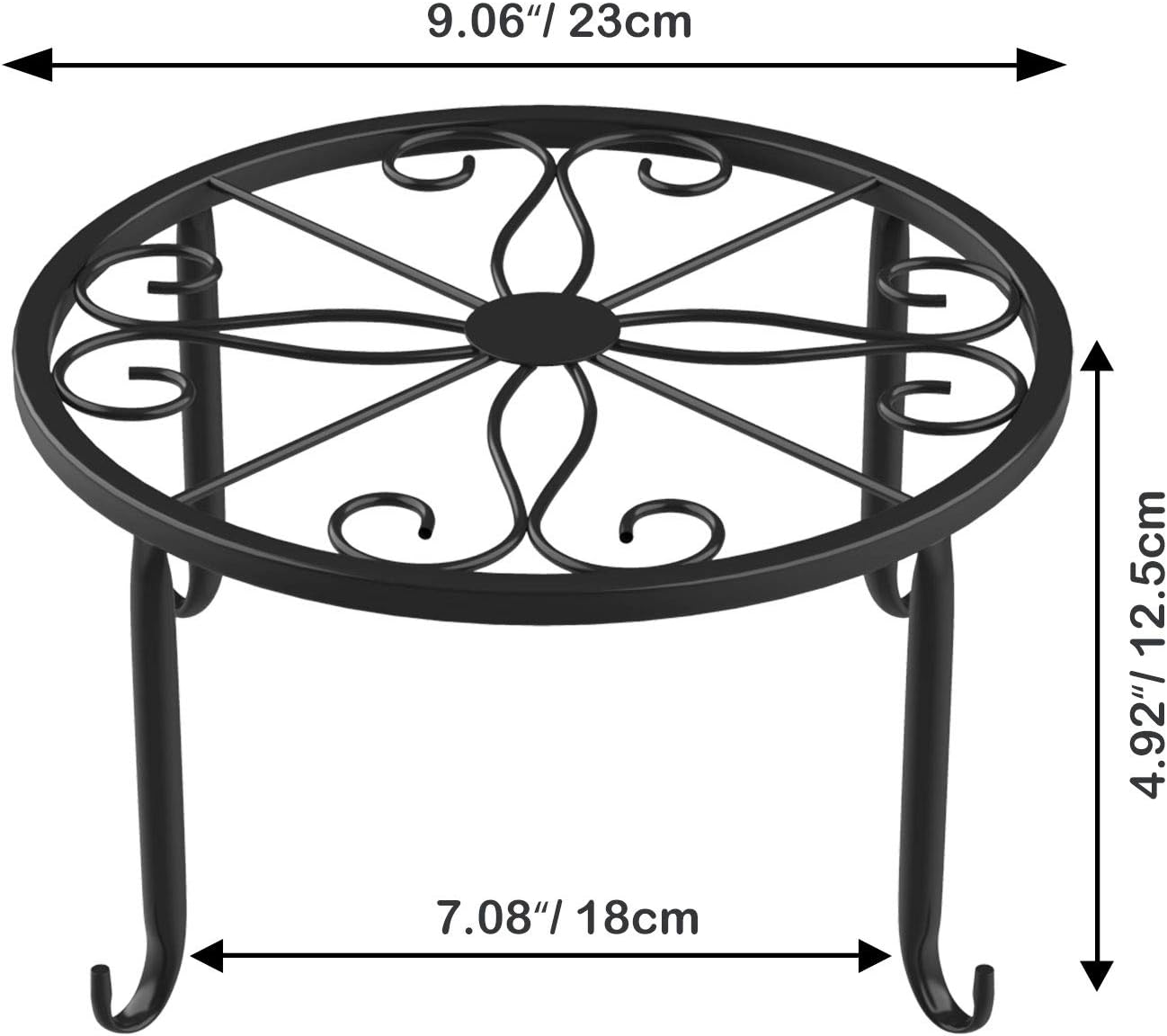 Lewondr 3 Pack Potted Plant Stand | Rustproof Round Flowerpot Plant Holder Container Durable Metal Garden Plant Support for Indoor Outdoor, Black