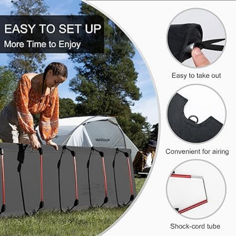 Naturehike GreenWild Camping Cot, Ultralight Folding Backpacking Cot, Supports 330lbs, Portable Camping Bed for Adults for Camping Hiking Travel Home