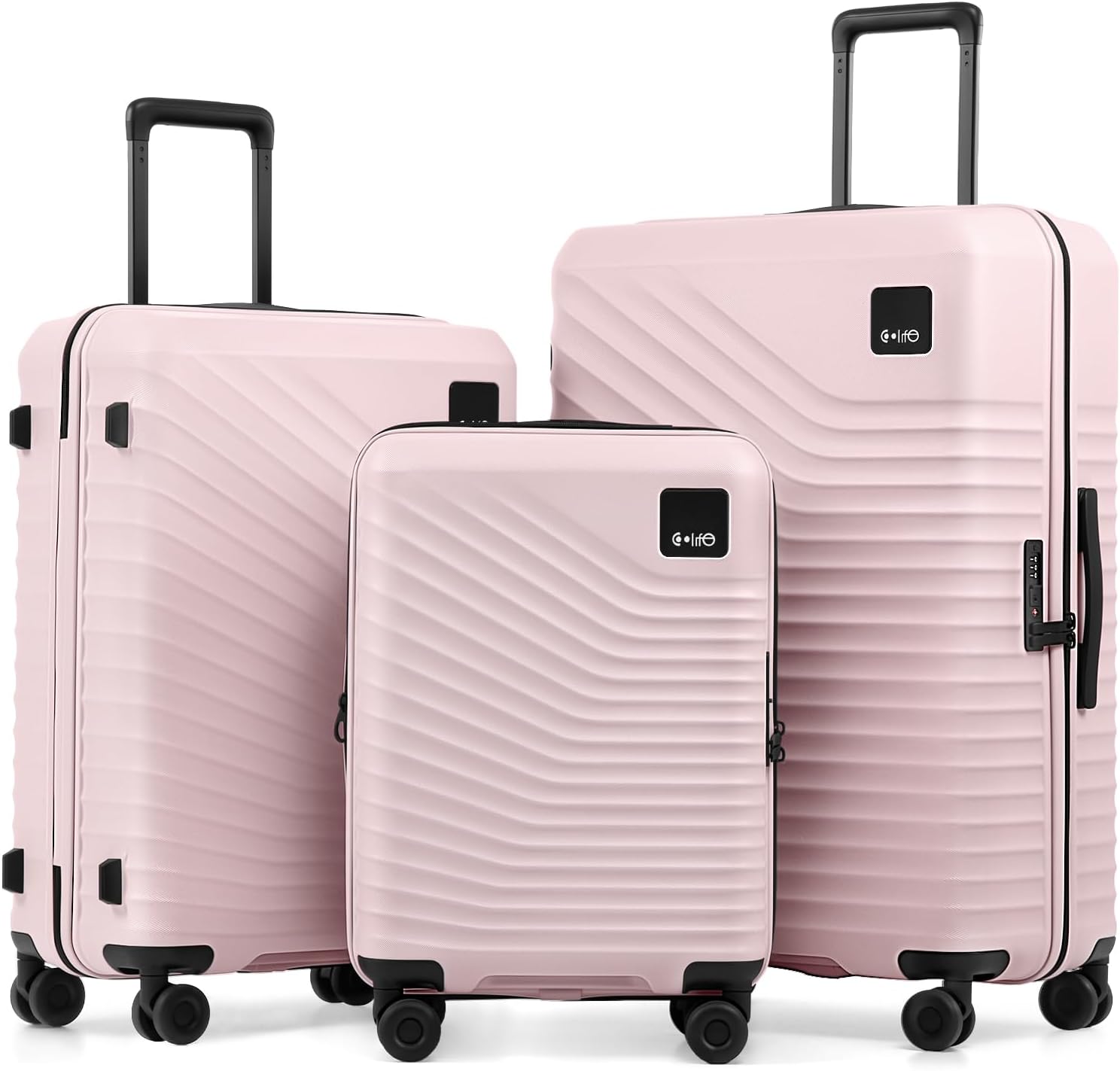 Coolife Luggage Carry-On, Lightweight PC Hardside Suitcase, 20-Inch, Black | Expandable Carry-On, Dual Spinner Wheels, TSA-Approved Lock, Upgraded PC Hardshell, Durable Travel Suitcase