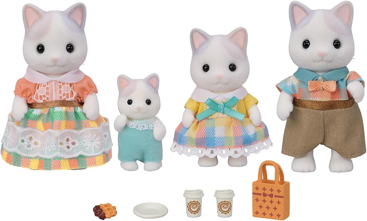 Calico Critters, Sandy Cat Family, Dolls, Dollhouse Figures, Collectible Toys, Premium, 3 inches