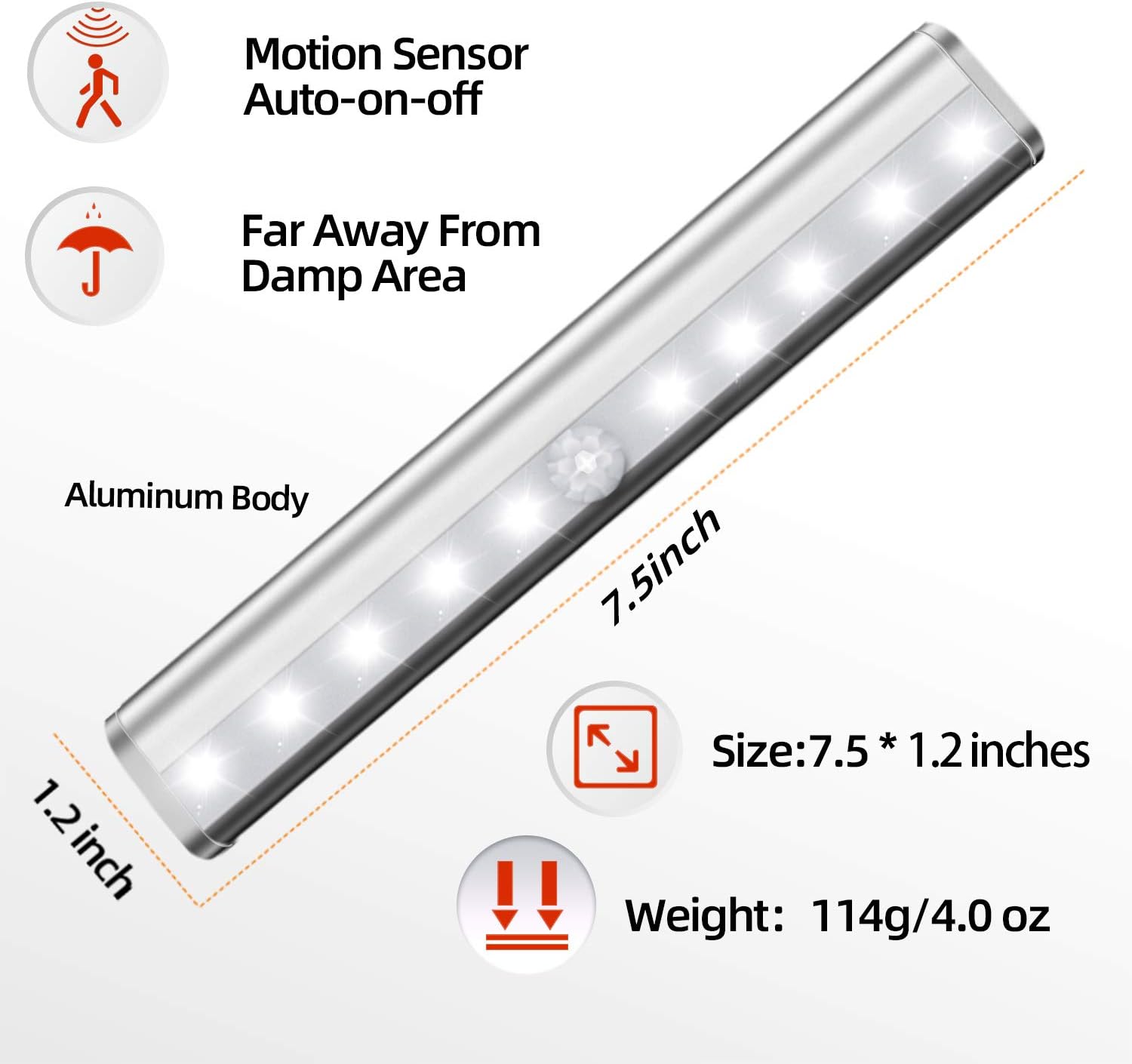 lexall 6 Pack Battery Powered Motion Sensor Lights Indoor, Closet Lights