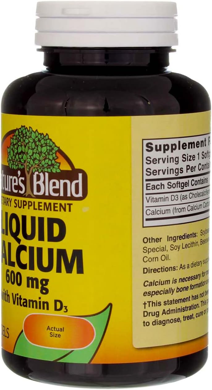 Natures Blend, Easy to Swallow, Liquid Calcium, 600mg, 100ct