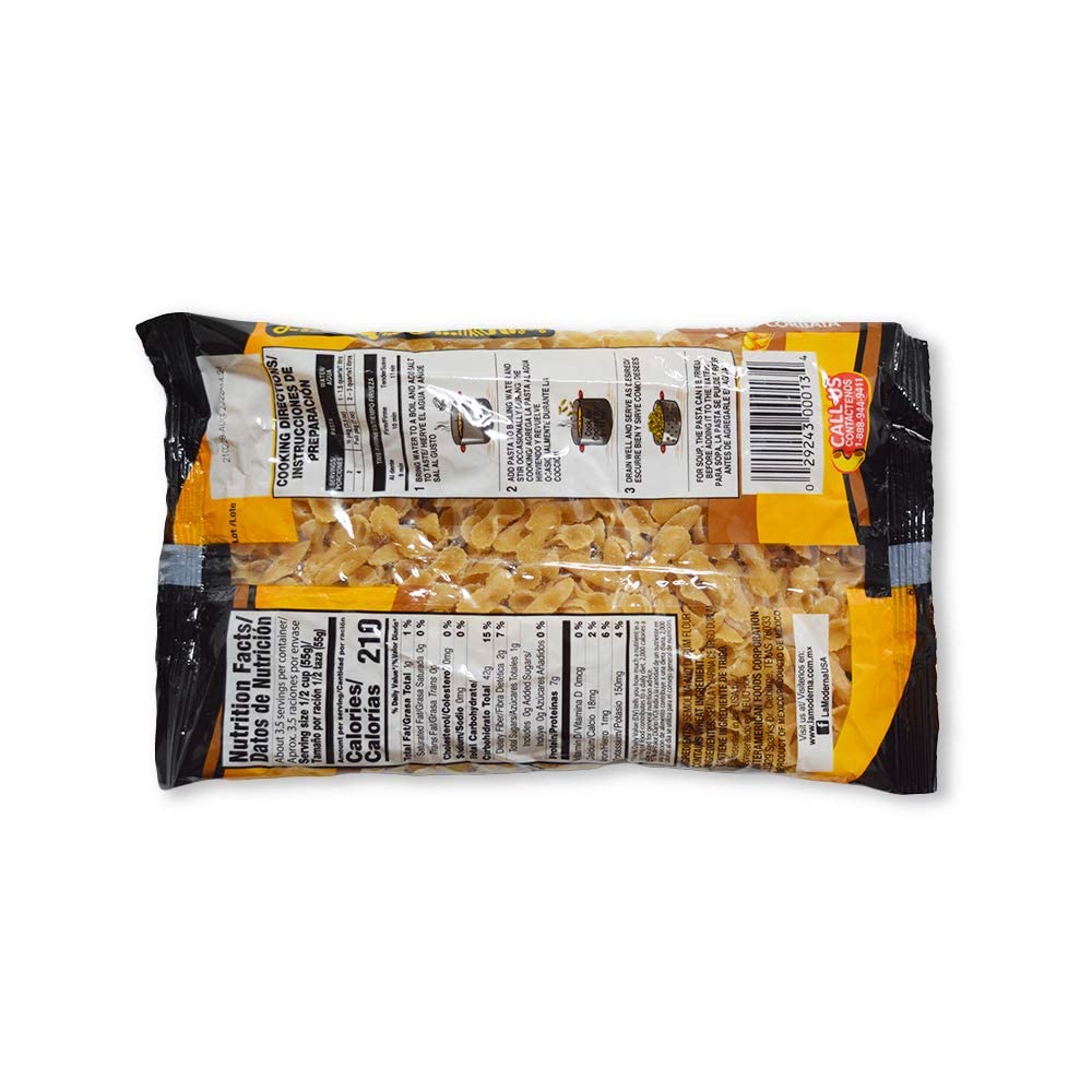 La Moderna Bow Tie Corbata Pasta, 7 oz, Pack of 1 | Bow tie corbata pasta for soups, salads, and family meals; semolina and durum flour; Non-GMO; kosher