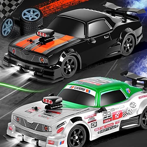 RC Drift Car 2.4GHz 1:16 Scale 4WD High Speed Remote Control Cars Vehicle with LED Lights Two Batteries and Drifting Tires Racing Sport Toy Cars for