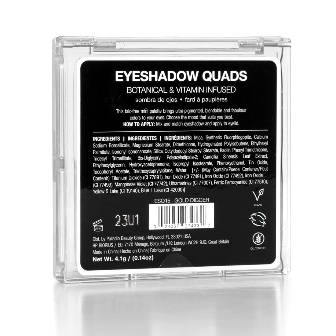 Palladio Eyeshadow Quads, Velvety Pigmented Blendable Matte, Metallic and Shimmer Finishes, Creamy Formula, Four Way Quad Eye Shadow Palette, Talc-Free (Ballerina)