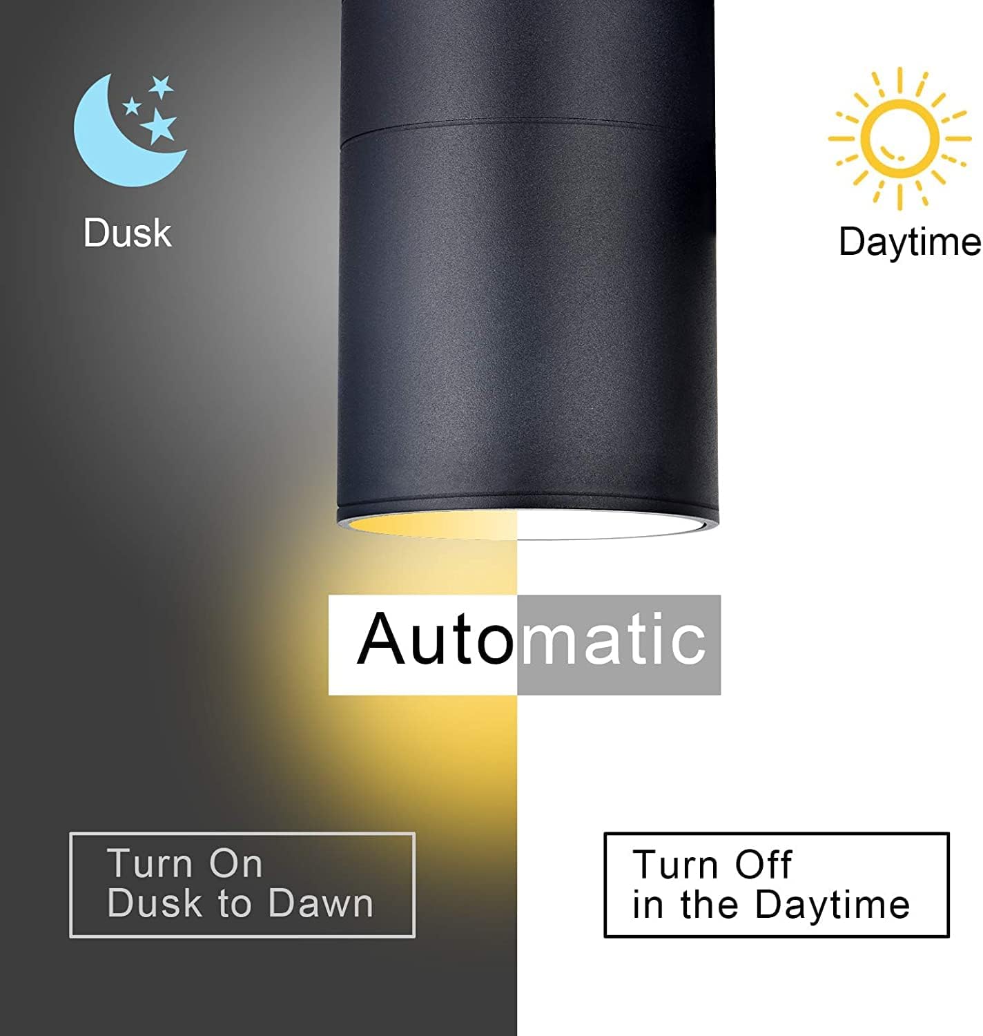 rosykite Outdoor Wall Lights 4 Pack, Dusk to Dawn Sensor Cylinder Sconce