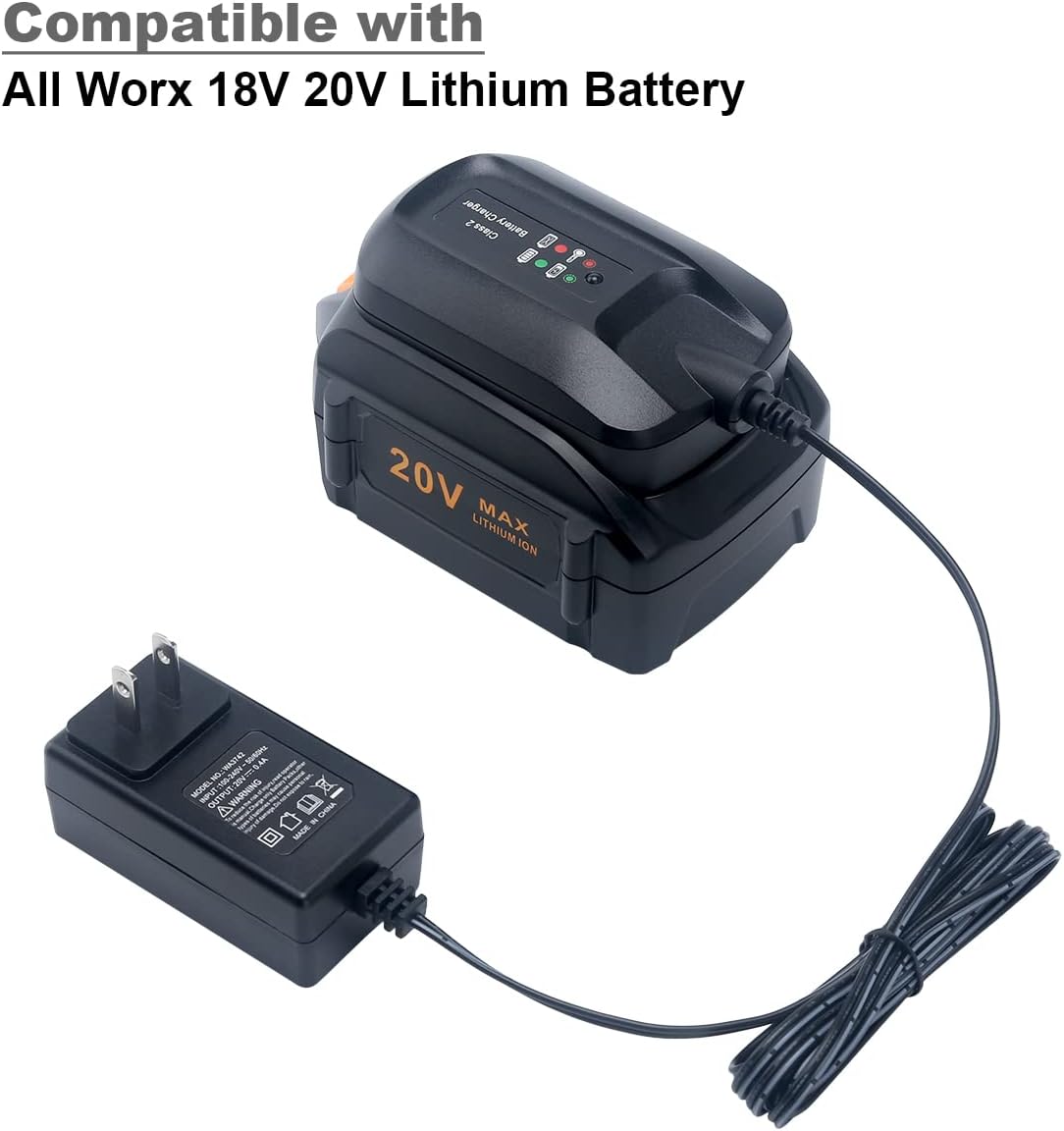 Lasica Replacement for Worx Battery Charger 20V WA3742 Compatible with Worx 20V Lithium Battery WA3520 WA3525 WA3578 WA3575 WA3522 WA3732 WA3770