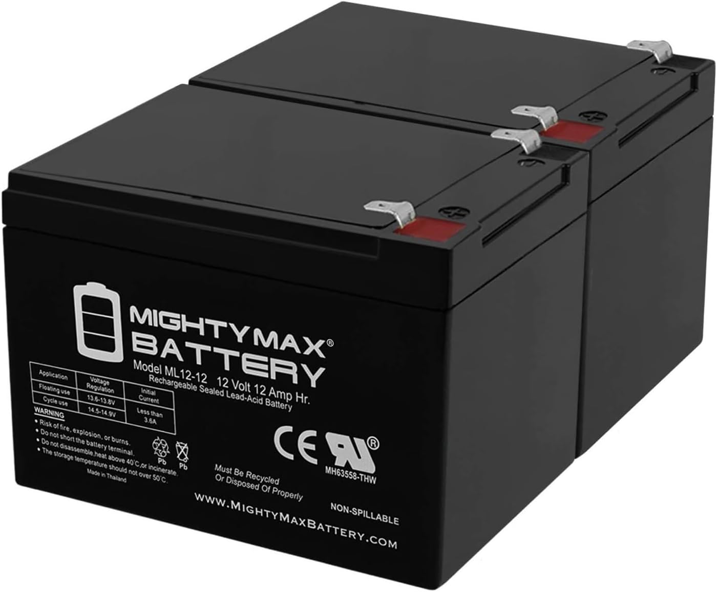 Mighty Max Battery 12V 12AH Replacement Battery for Pride Mobility GoGo Scooter - 2 Pack