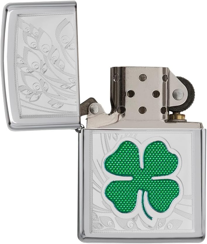 Zippo Clover Design Pocket Lighter, High Polish Chrome, One Size (ZO24699)