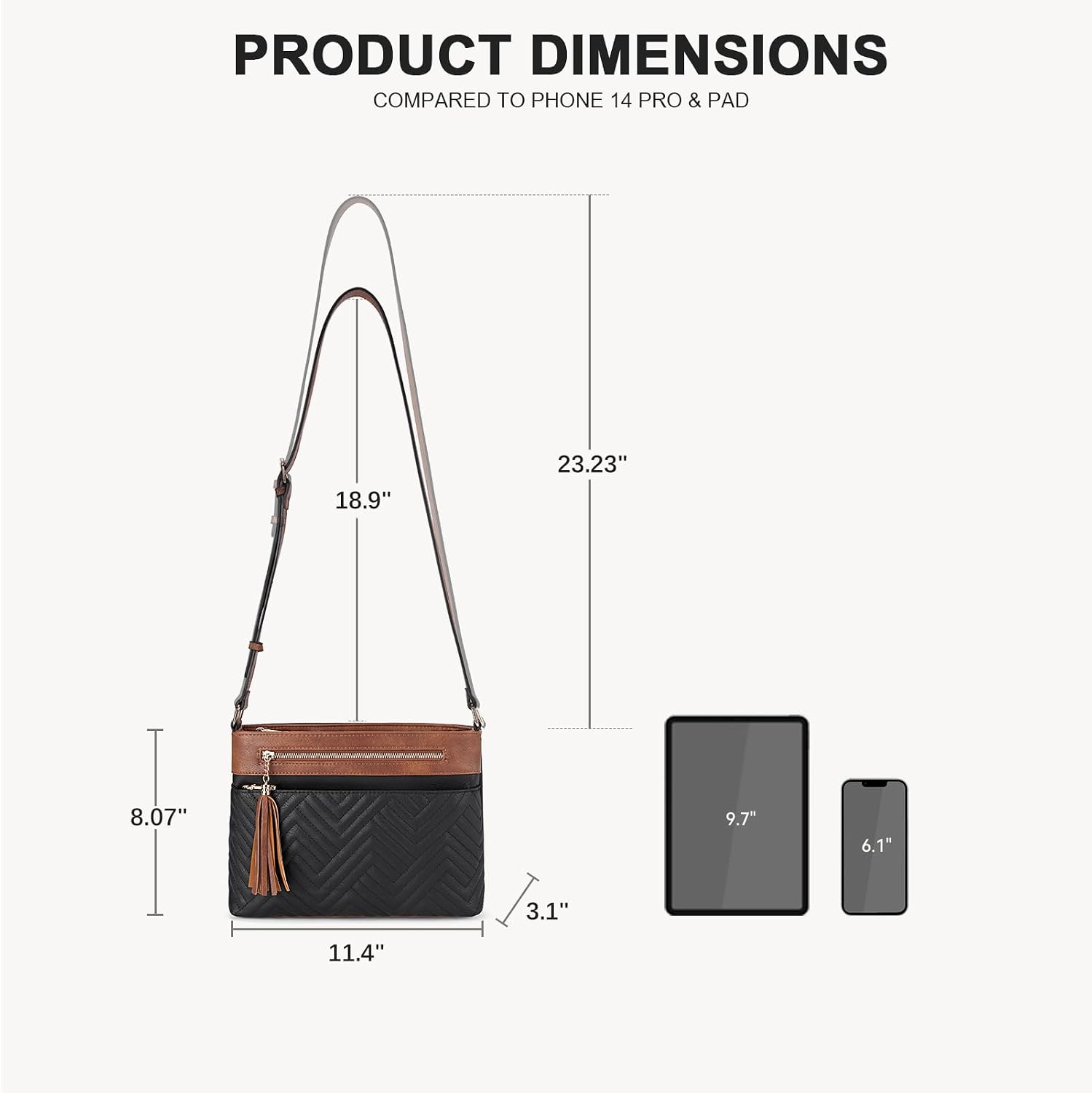 BOSTANTEN Crossbody Purses for Women Medium Shoulder Bag Quilted Handbags with Zipper Pocket
