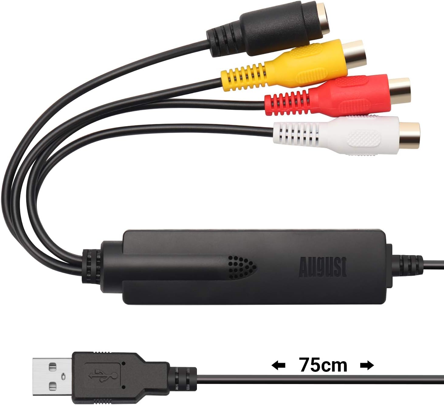 VHS to Digital Video Capture - August VGB350 - External USB Video Capture Card Video VCR to DVD Converter Transfer VHS Home Videos to PC Audio