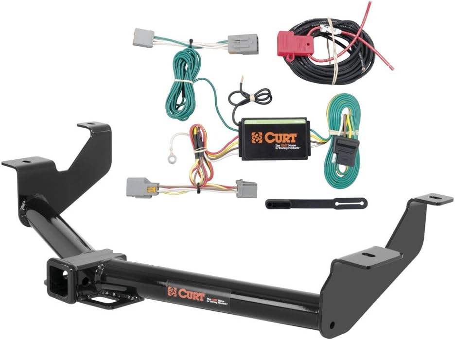 CURT Class 3 Trailer Hitch 2" Receiver with 4-Way Flat Output Custom Wiring Harness fits 2014-2023 Transit Connect | Resists Rust, Chipping