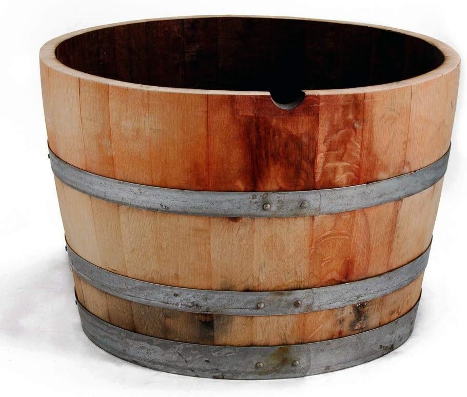 Reclaimed Used Wine Barrel Planter, Brown, Outdoor