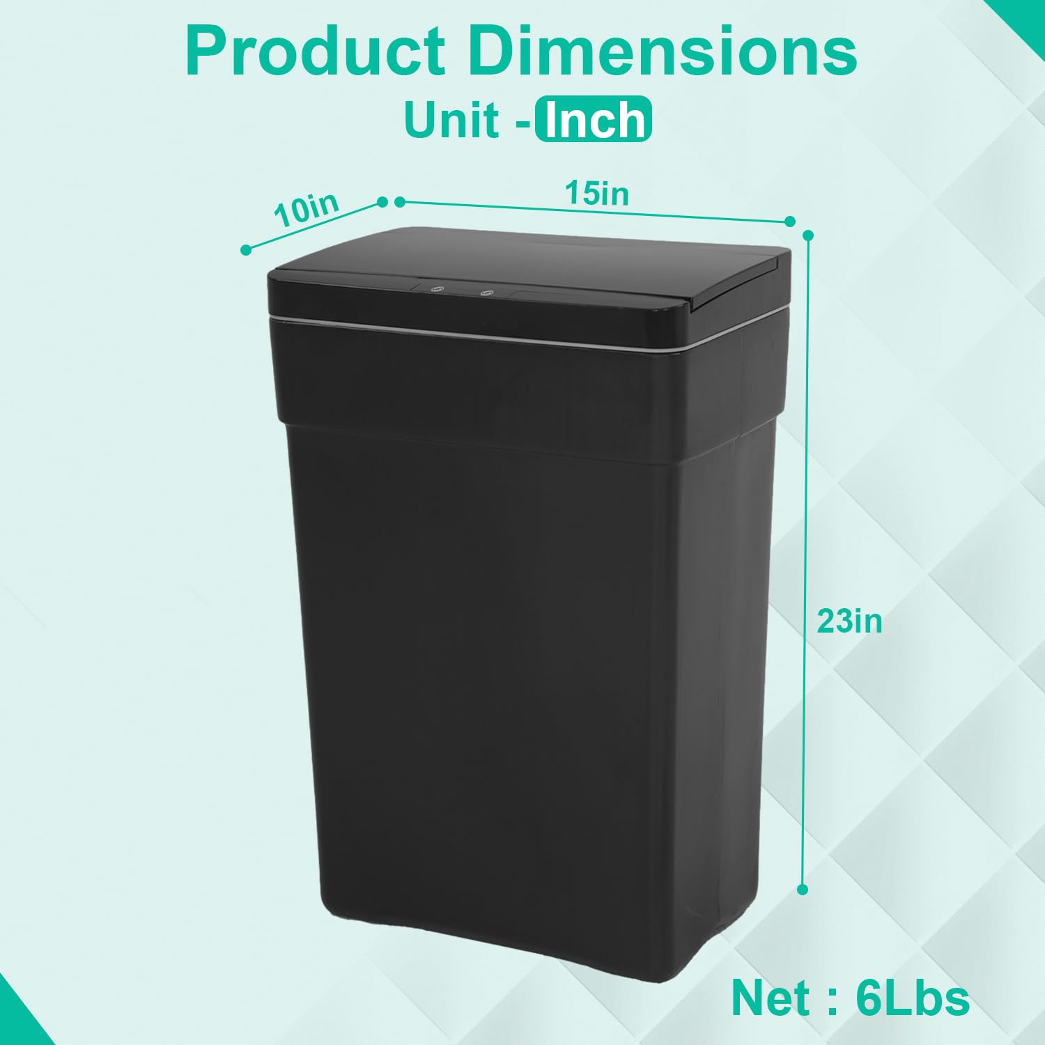 BestOffice 13 Gallon Trash Can Automatic Kitchen Trash Can Touch Free High-Capacity Garbage Can with Lid for Bedroom Bathroom Home Office 50 Liter