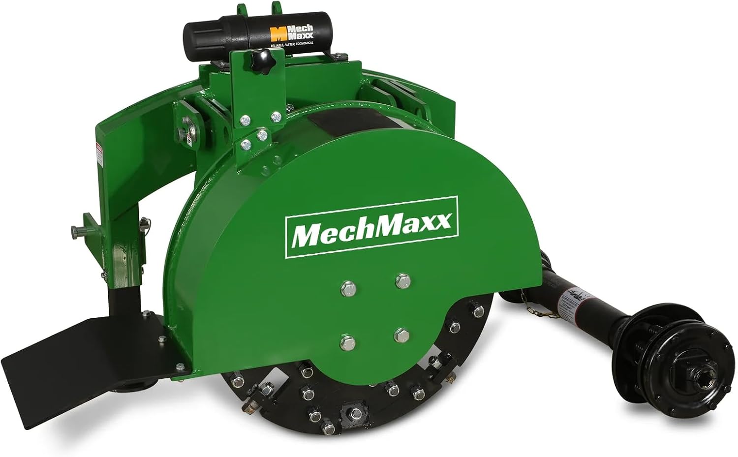 MechMaxx Heavy Duty 3-Point PTO Powered Stump Root Grinder For 15-45HP Tractors With 34 Carbide Teeth, 6'' Cutting Depth, 24'' Flywheel Diameter, Model SG24 Orange