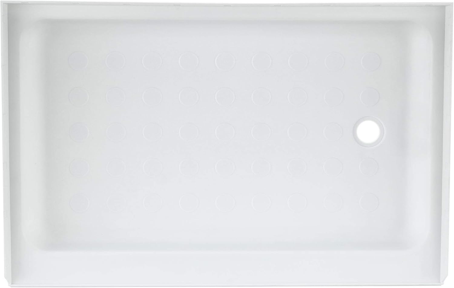 RecPro RV Shower Pan | 36" x 24" x 5" Right Drain in White | RV Shower Base | Camper Shower Pan