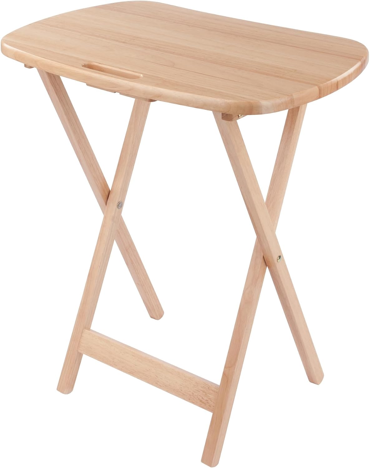 Winsome Lucca Set of 4 Foldable Snack Tables with Storage Rack, Walnut, 26" | Easy to Store Portable Fold Up Table Set for Kitchen, Living Room TV Dining, Crafts, Puzzles, Work From Home