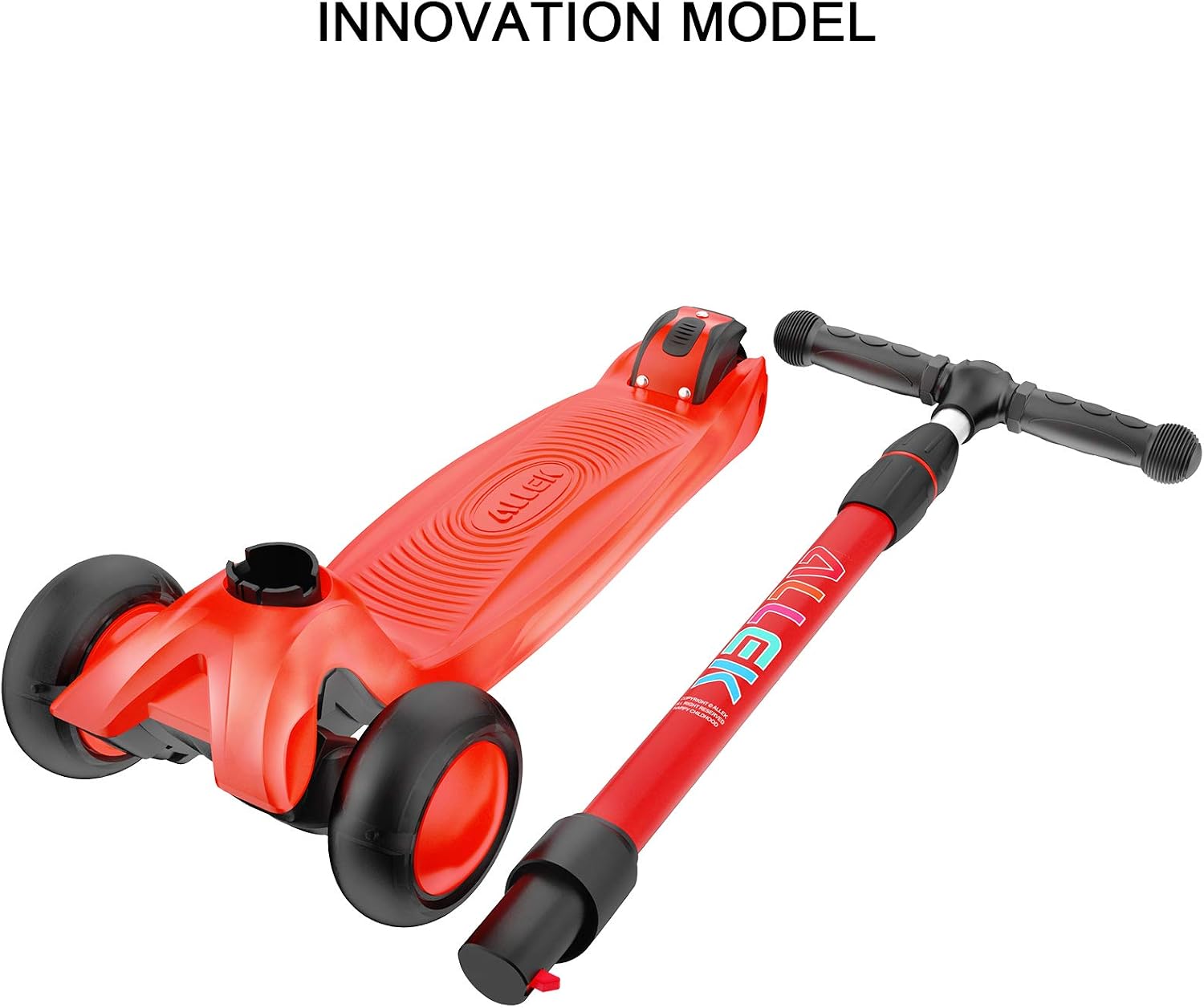 Allek Kick Scooter B03, Lean 'N Glide 3-Wheeled Push Scooter with Extra Wide PU Light-Up Wheels