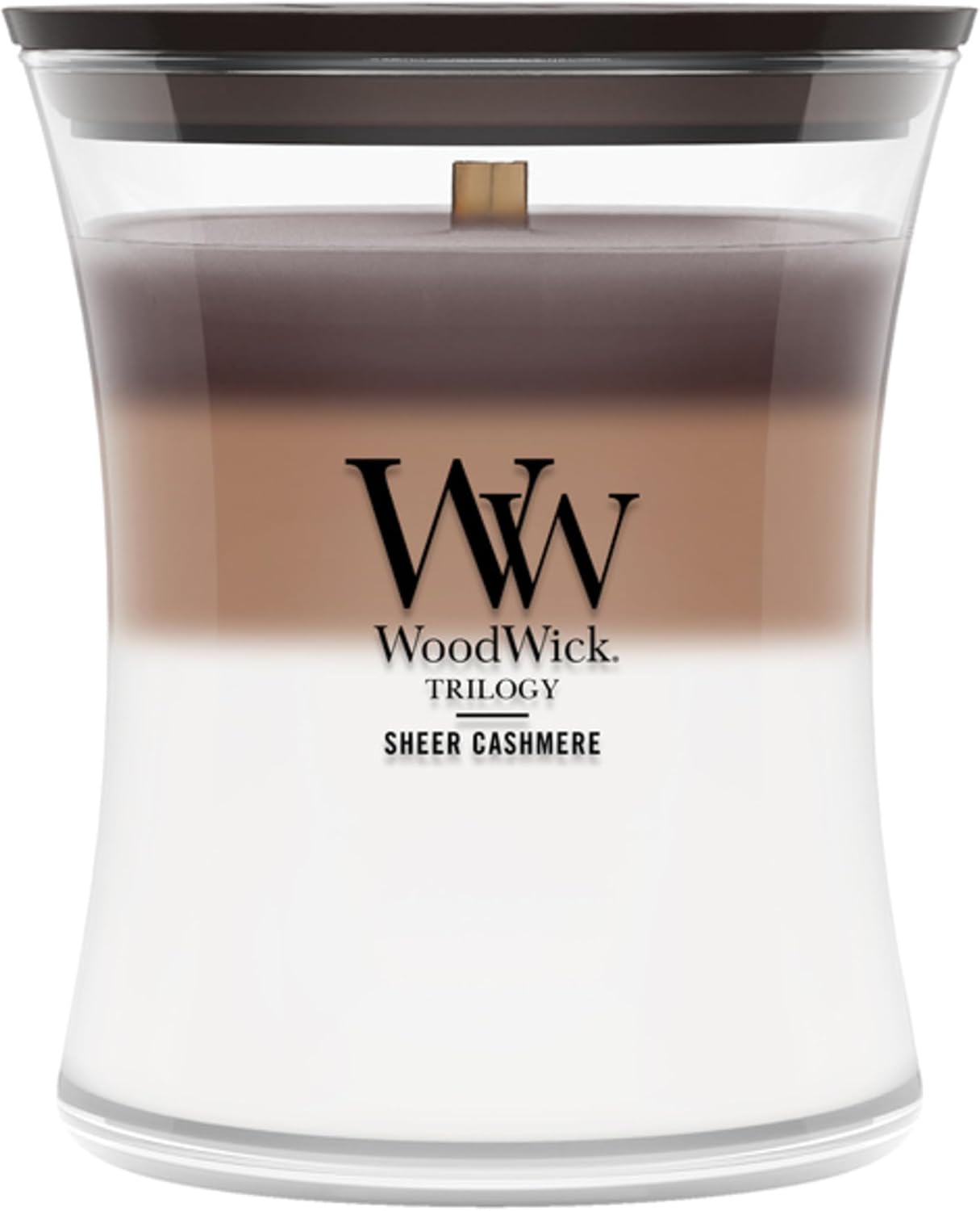 WoodWick Café Sweets Trilogy Holiday Candle Gifts for Women and Men, 9.7 oz Medium Hourglass Trilogy Candle with Crackling Wick