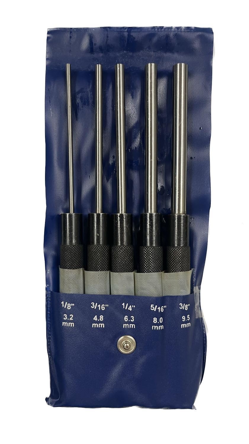 HHIP 8600-4103 5 Piece Extra-Long Drive Pin Punch Set with Black Nitrate Finish, 8" Overall Length