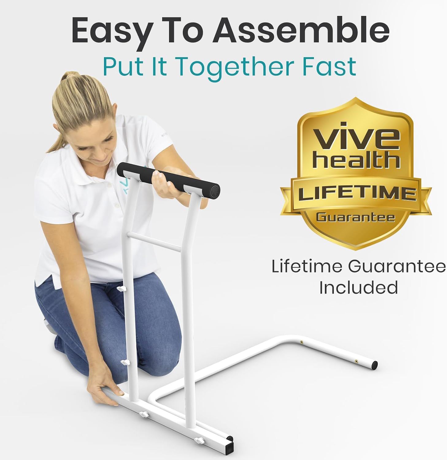 Vive Toilet Safety Rail with Arms - 300LBS Support Frame with Handles | Seniors, Elderly