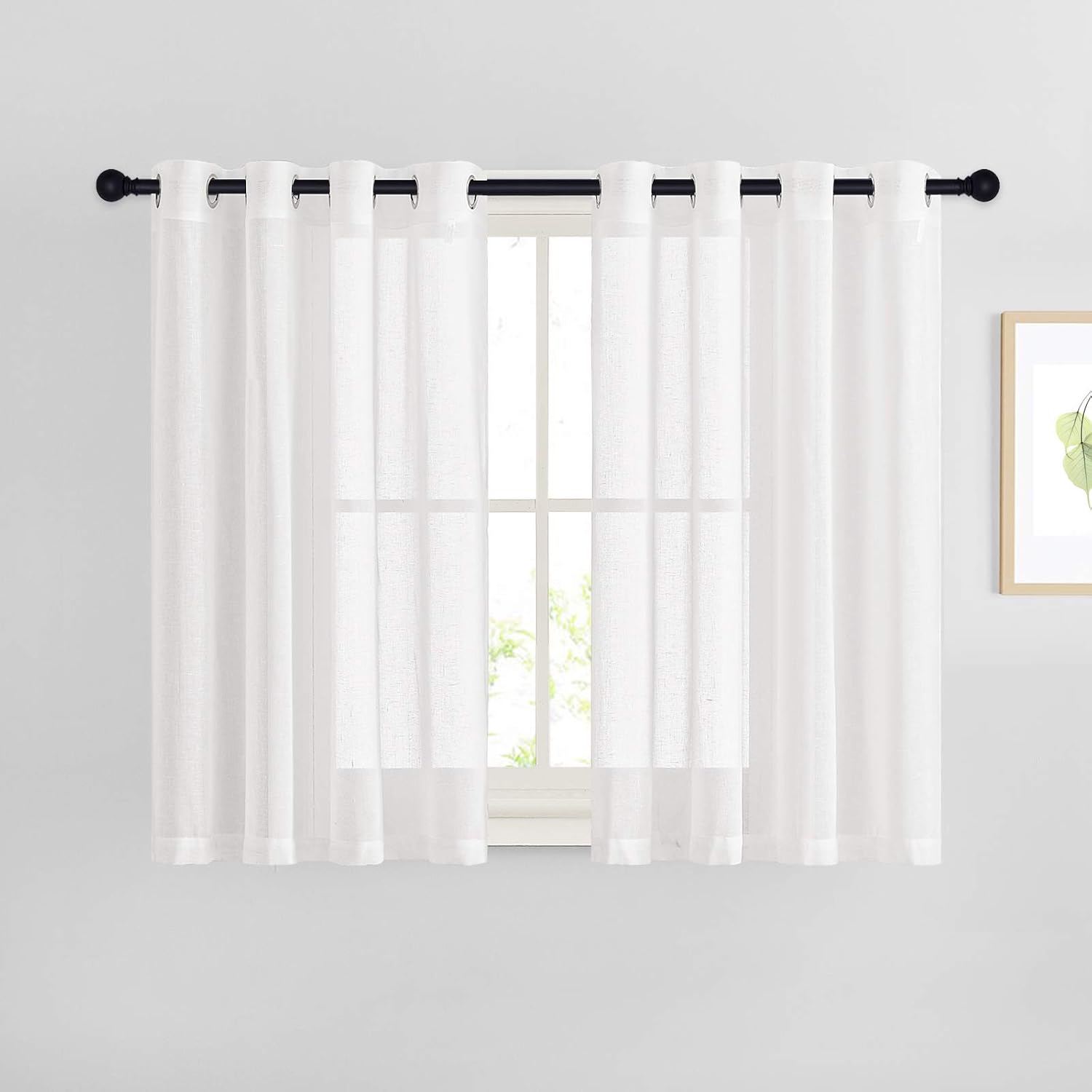NICETOWN Linen Curtains Semi Sheer Bedroom Window Curtains