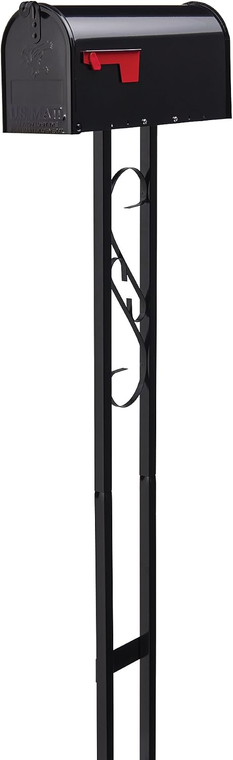 Gibraltar Mailboxes Decorative Medium Capacity Galvanized Steel Black, Mailbox & Post Combo, T11KIT0B, 1-(Pack)