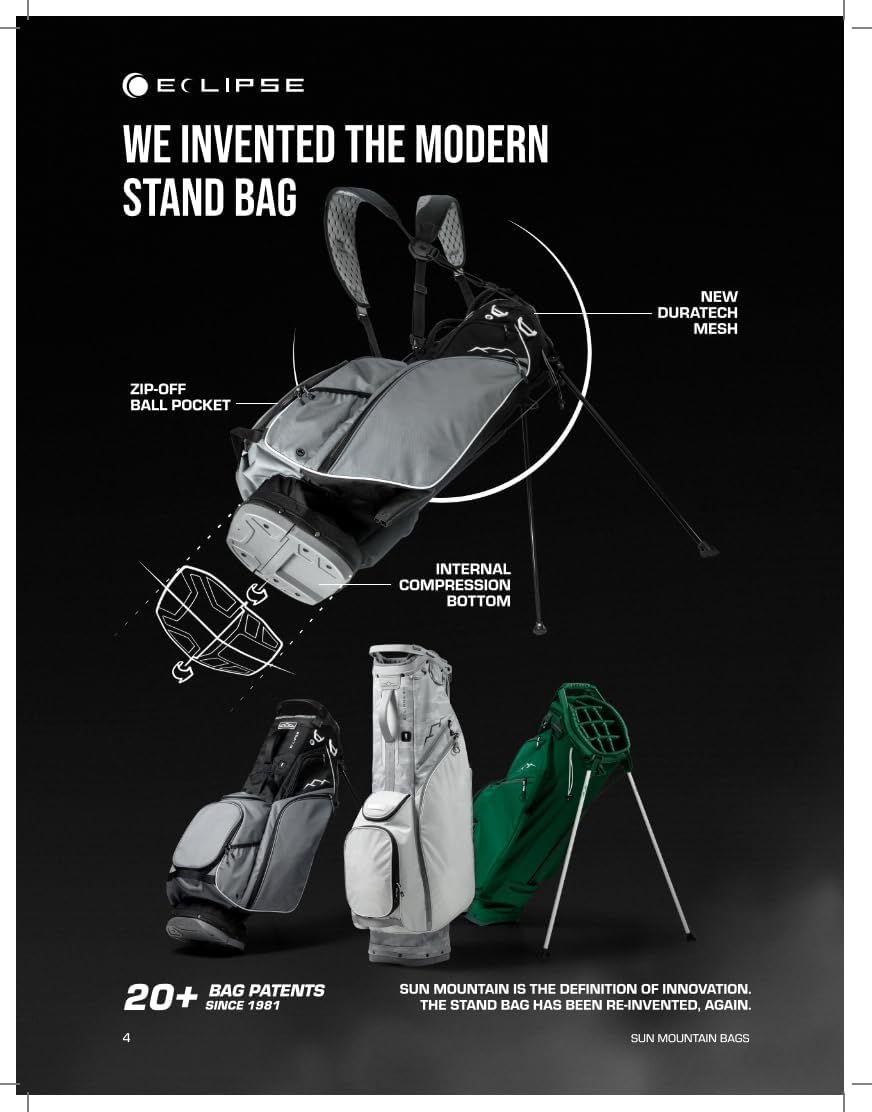 Sun Mountain Men's Eclipse 4.5 Lightweight VLO Hybrid Stand Golf Bag, 14-Way Top, 2025 Model