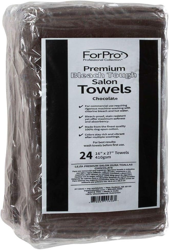 ForPro 24ct Bleach Tough Salon Towels, 16Wx27L in, Cool Grey, 100% Cotton | for Salon, Spa & Gym Use, Hand Towels, Bleach-Safe Salon Towels, Absorbent Spa Towels, Barber Towels, Salon & Spa Essentials